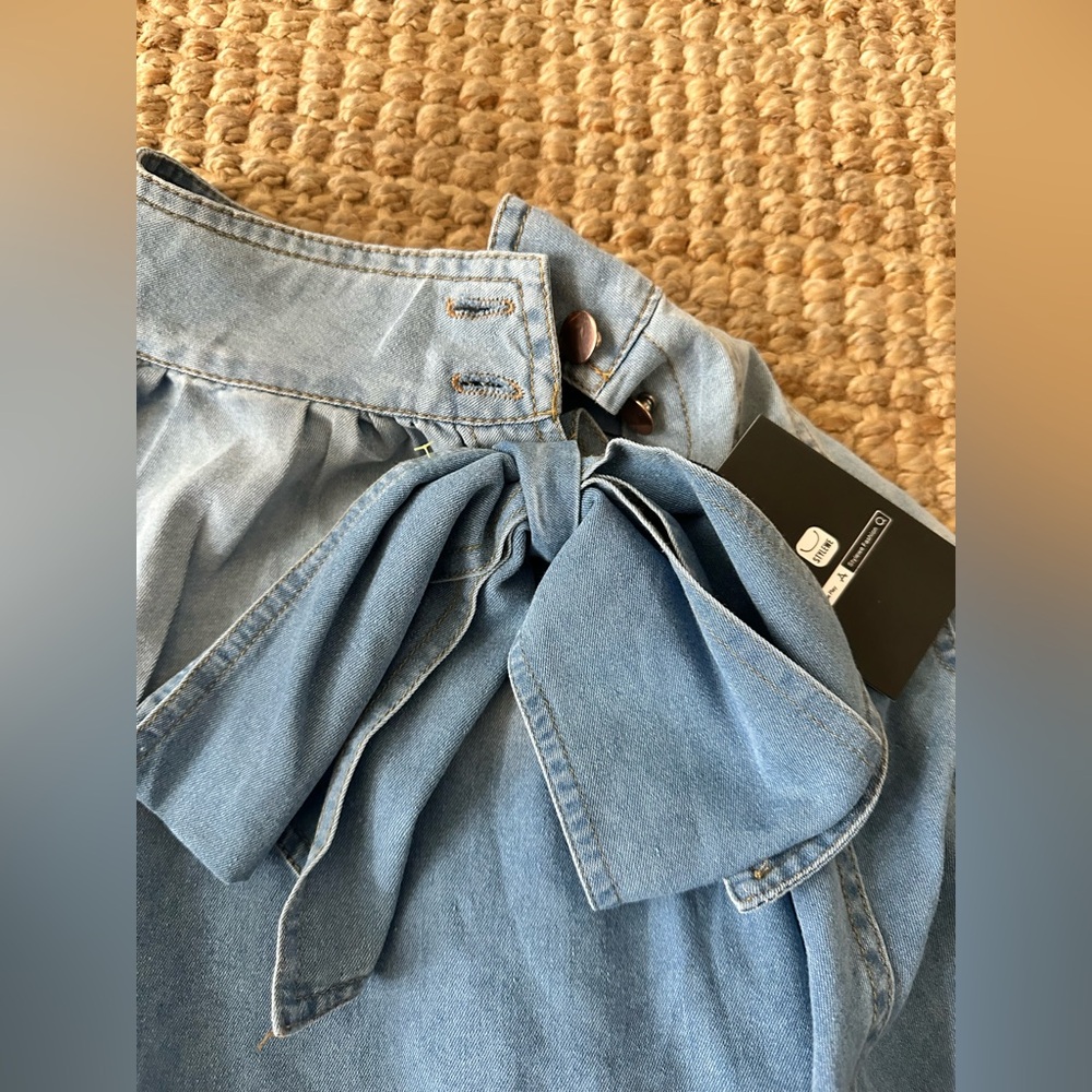 STYLEWE Light Blue Bow Design Denim Pullover Top NWT size S - Picture 7 of 8
